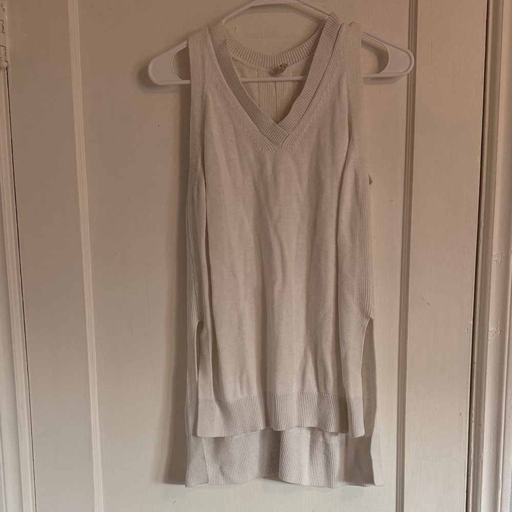 Anthropologie Cream Ribbed Crewneck Sweater